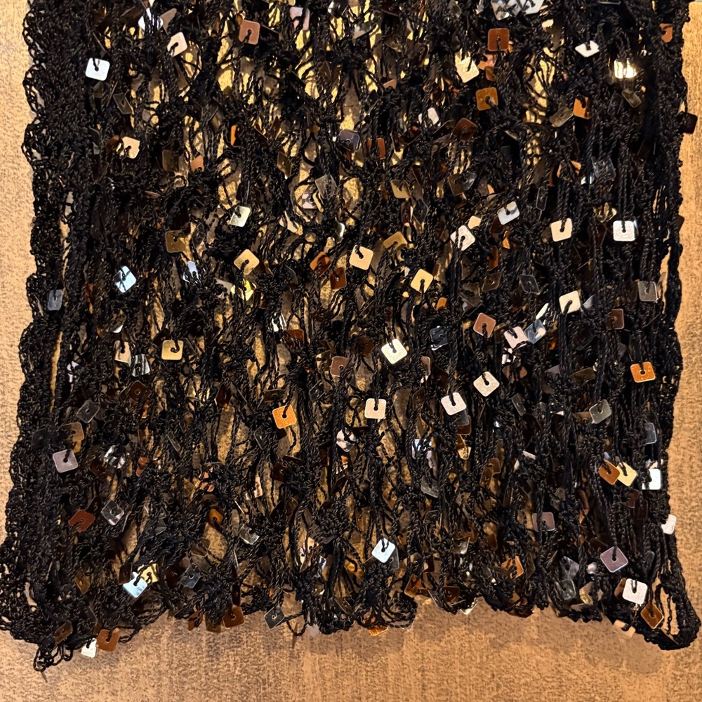 Black Sequin Knit Scarf
